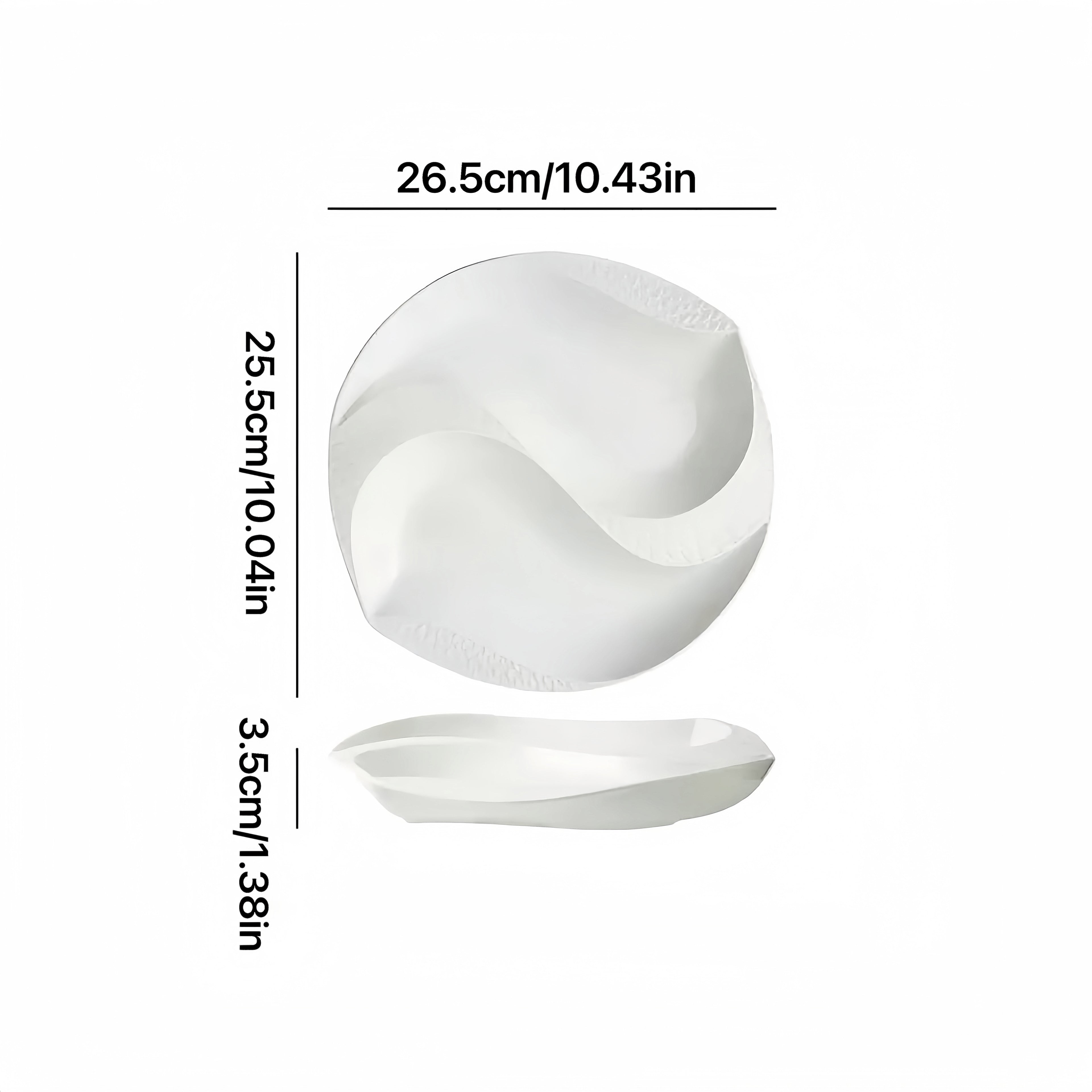 10.5 Inch / 12 Inch, Large Creative Divided Ceramic Plate, Perfect for Restaurant & Home Use, Exquisite Kitchenware & Tableware, Western Dinner Plate, Artistic Concept Dish Tableware