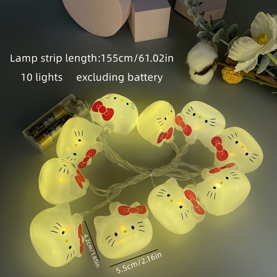 Sanrio Hello Kitty 10燈 Cinnamoroll 卡通 LED 燈串 - 適合慶祝活動、生日和懸掛裝飾的趣味裝飾 - 適用於戶外露營、室內裝飾、萬聖節居家造型、派對禮物、聖誕節禮物