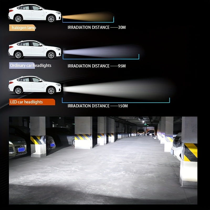 2-Pack Car LED Headlight H4 Super Bright Mini Lens Bulb Focused Beam with Cut-off Line Adjustable CNC Chuck for Different Light Types Plug-and-Play Mini Size with Cooling Fan Car Headlight Fits All Car Models No Battery Needed