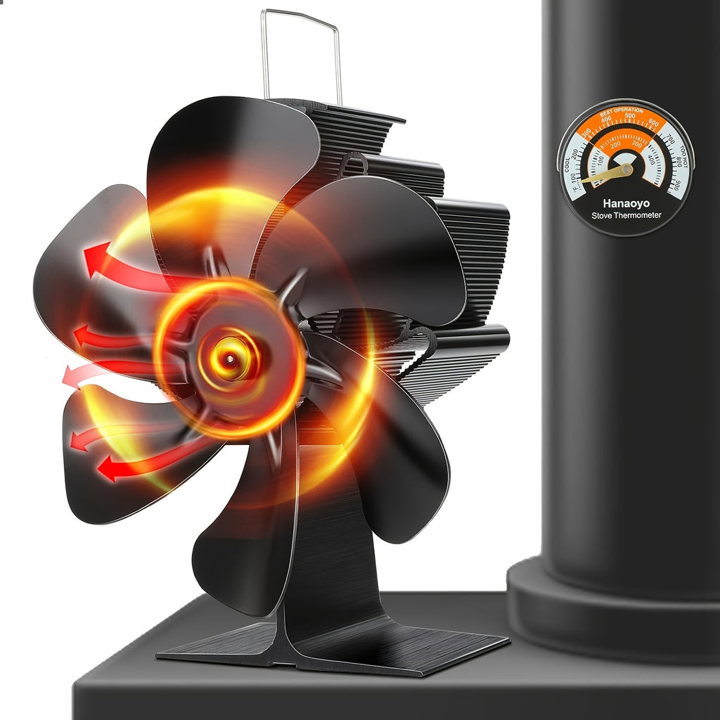 Huayang Silent Heat-Powered Fireplace Fan, No Electricity Needed, Efficient Heat Distribution, for Wood / Log Fireplaces, Perfect Christmas &amp; New Year Gift, Holiday Birthday Gift Set