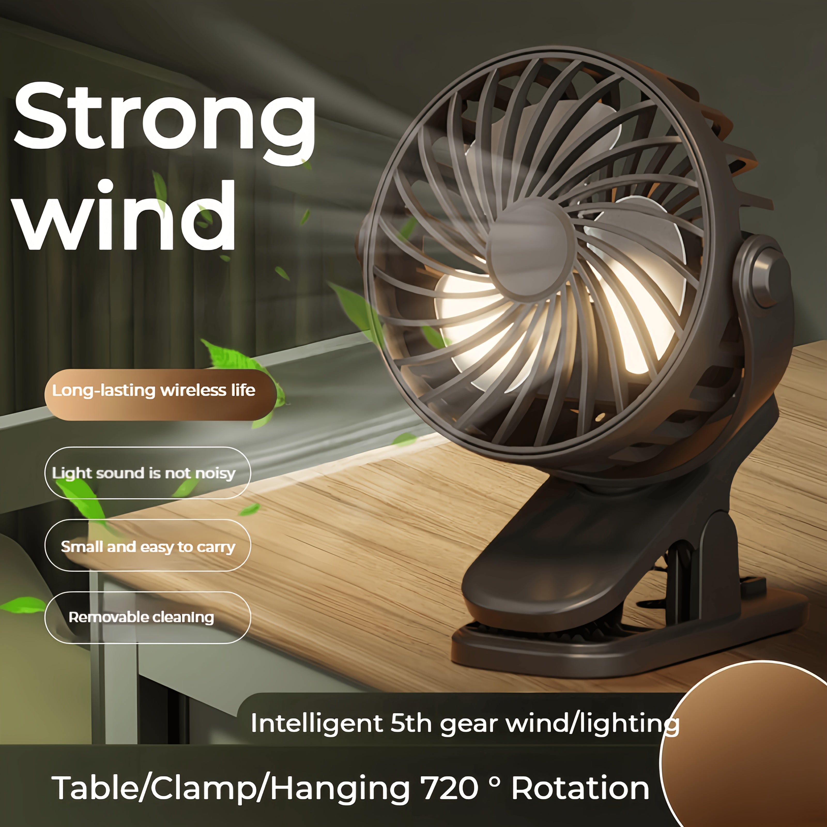 USB Rechargeable Mini Desktop Fan, Quiet 3-Speed Adjustment, Lightweight Portable, 360° Adjustable Angle, Personal Cooling Fan for Home, Car, Office, Dormitory, Camping and Travel