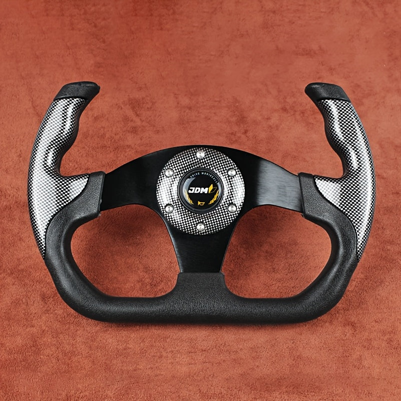 Universal 13 Inch 330mm Black Red Blue Carbon Fiber Pattern PU Leather Aluminum Alloy Half-Spoke Steering Wheel