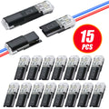 15/70-Pack Wire Splice Connectors, No-Strip Quick Connect Electrical Splice Clips, 2 Pin 2 Wire, for 0.06-0.08 inch (AWG22-AWG18) Wire Size, PVC Insulated, Copper Contacts