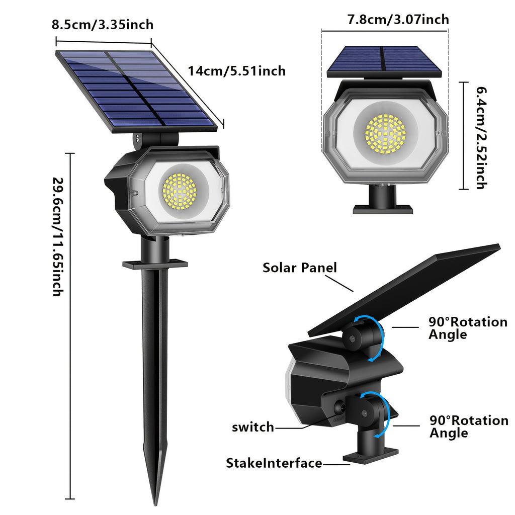 Outdoor Solar Garden Light 8-Piece Set, Suitable for Courtyard, Waterproof Design (IP65), 3 Lighting Options, Wall-Mountable, Light Sensor, Automatically Turns On at Night, Perfect for Floors, Porches and Gardens