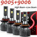 4-Pack 9005 9006 LED Headlight Combo Bulbs High/Low Beam Integrated Super Bright White Light 6500K Color Temperature