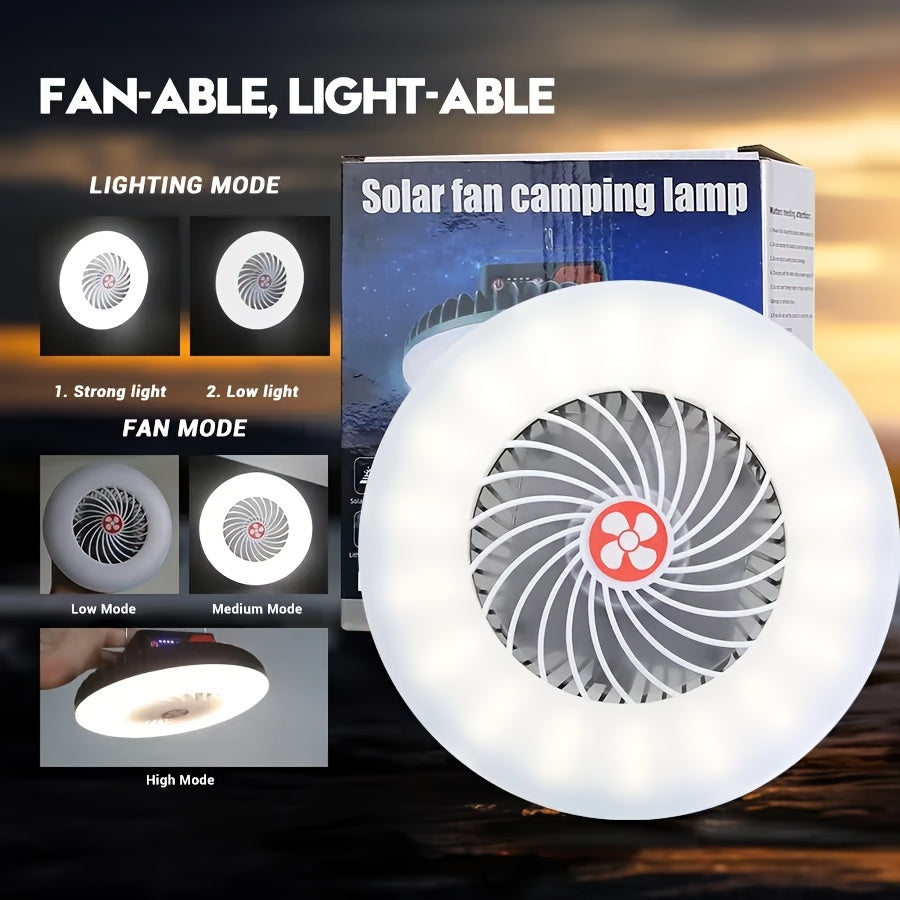 Portable Camping Fan Light with USB Charging Function, LED Fan Light for Tent, Working Lighting Hook, Powerful Repair Fill Light, Built-in 18650 Battery, Perfect for Camping, Hiking, Fishing and Outdoor Activities