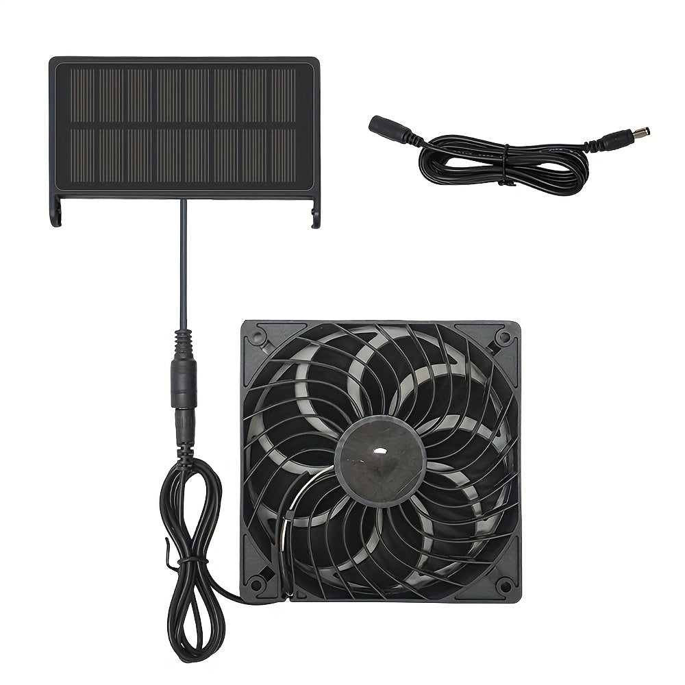 2Pcs/1Set Solar Panel & Rotary Fan Combo, Portable Solar Cooling Fan for Picnic Travel, Outdoor Cooling Essential