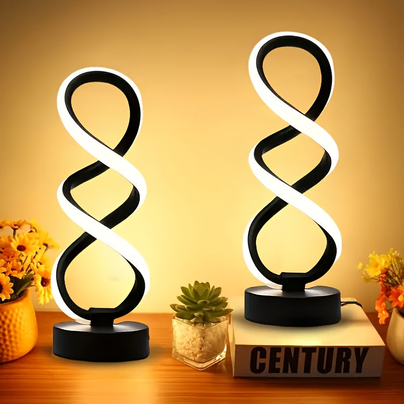 Classic retro spiral table lamp set (4/2/1-pack), three-color dimmable, USB powered, durable metal material, multi-room decorative light, suitable for bedroom, living room, study, hotel, office bedside lamp