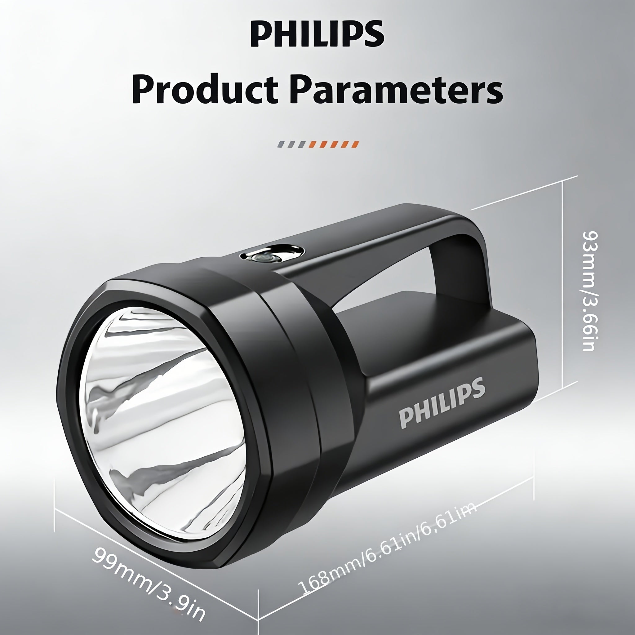 Philips 3000mAh Handheld Strong Light Flashlight, High-Power Outdoor Camping Lighting Emergency Light, Ultra-Bright Portable Rechargeable Home Emergency Flashlight, Multifunctional Strong Light Torch, Outdoor Hiking Light, Outdoor Gear/