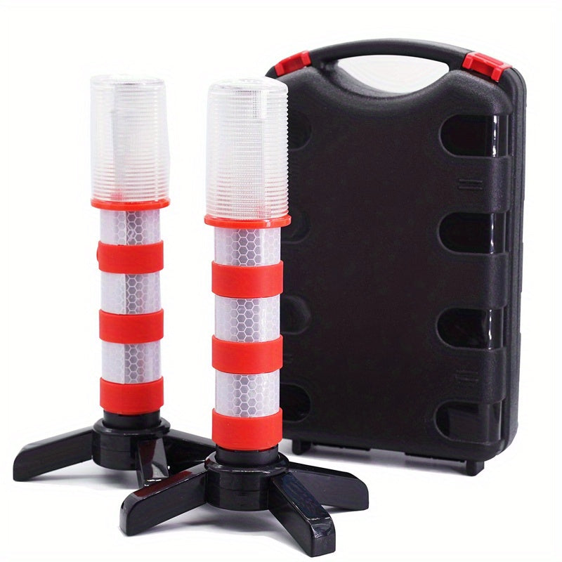 2Pcs Vehicle LED Red Light Set, Magnetic Base, Detachable Bracket & Durable Storage Box, Ideal for Cars, Boats and Trucks, Perfect for Lighting Dark Areas, Battery-Free