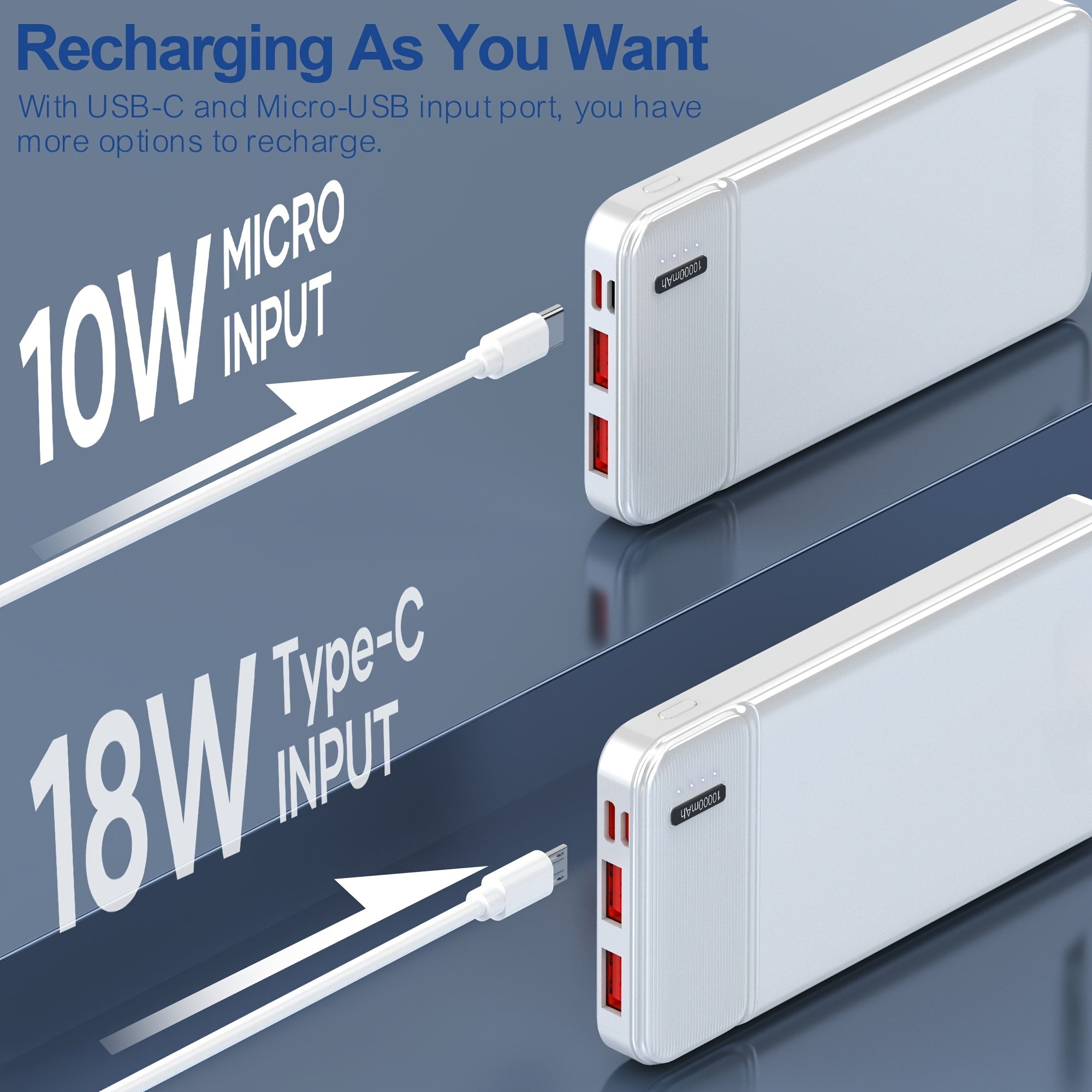 PD22.5W Fast Charging Power Bank 10000mAh, Ultra-thin And Compact, Compatible with iPhone/Samsung/Huawei/heating Clothes, Christmas Hot Selling