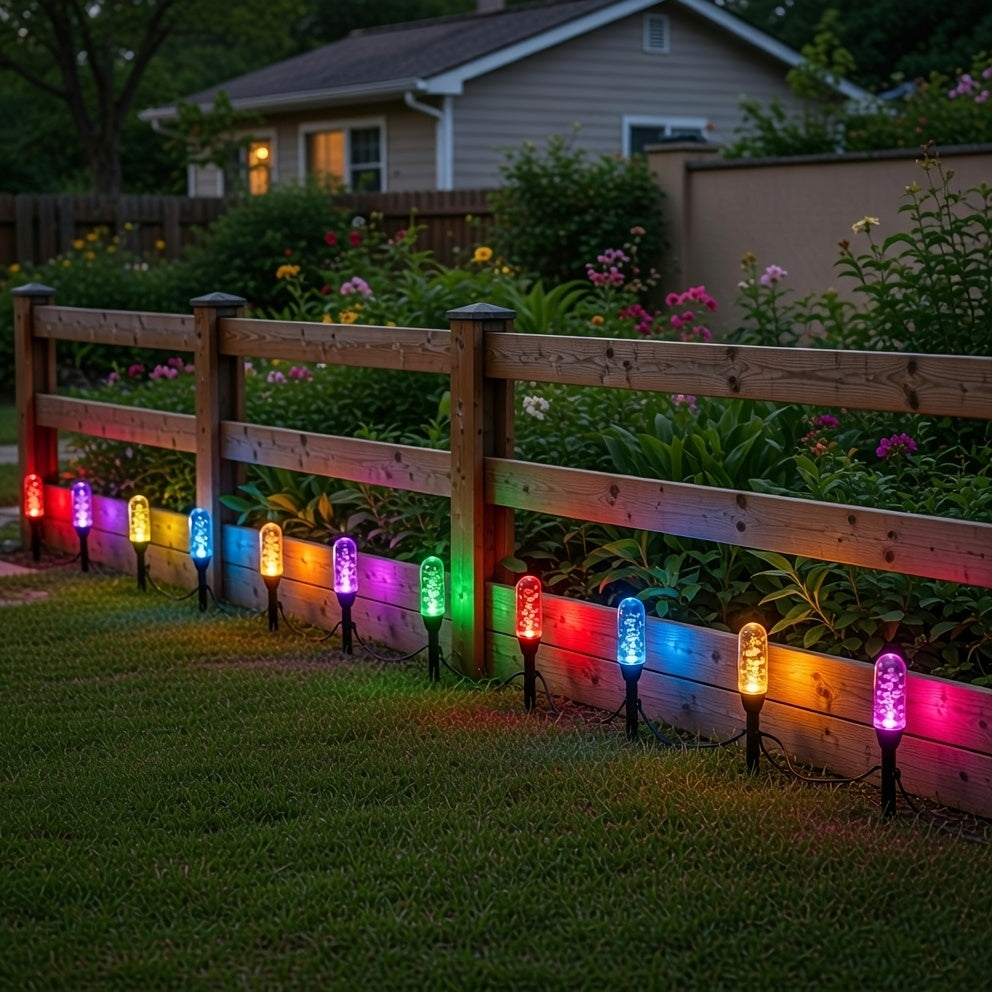 [3D] 20/10 LED Outdoor Solar Lawn Light - Garden & Ambience Ground Insert Light. Suitable for Path & Party Decoration; Perfect for Walkway, Courtyard, Lawn, Wedding, Camping, Easter & Mother's Day Decoration