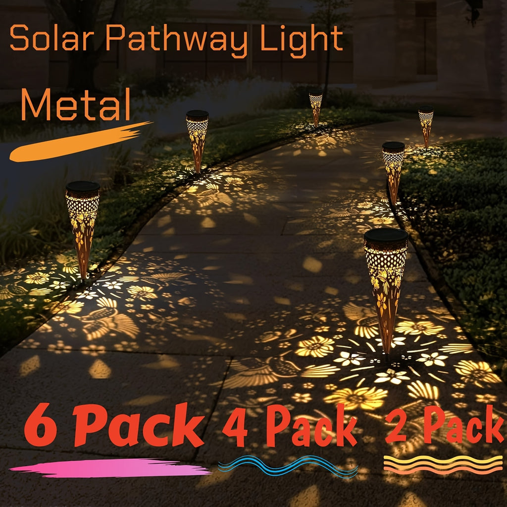 6/4/2-Piece Solar Hummingbird Metal Courtyard Garden Light Street Landscape Light Solar Powered Patio Walkway Path Light Waterproof Lawn Decoration Gift for Mom Grandma