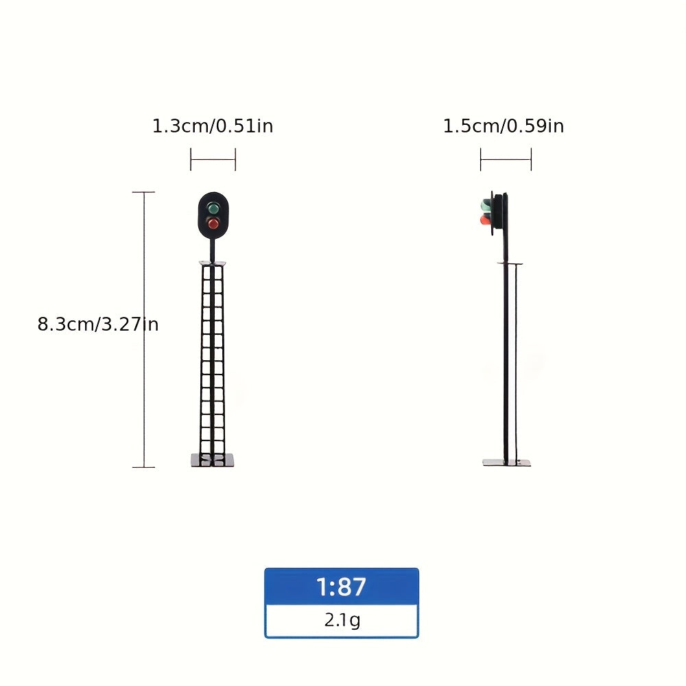 3-Pack HO Scale 1:87 12V Railway Track Signal Light, Green Red Yellow Square LED Traffic Light, 2-Light 3-Light Layout