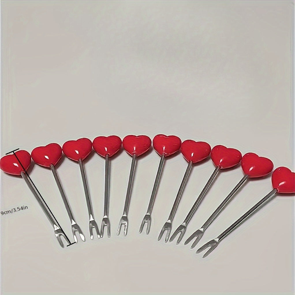 304 Stainless Steel Heart-Shaped Fruit Forks – Romantic Cutlery for Valentine‘s Day, Christmas, Wedding Parties – Durable Decorative Fresh Fruit & Snack Forks