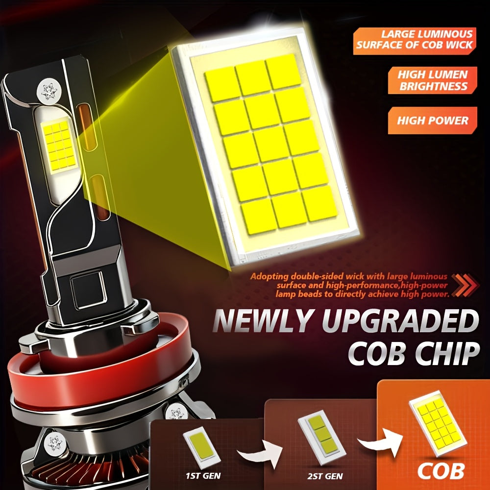 2-Pack H11 LED Headlight Bulbs H11 Super Bright Headlight Bulbs 390W High Power 59500 Lumens 7500K Color Temperature Fits H1, H4, H7, H11 Models Improves Night Driving Safety 900% Brightness Increase HB3, 9005, HB4, 9006, HIR2