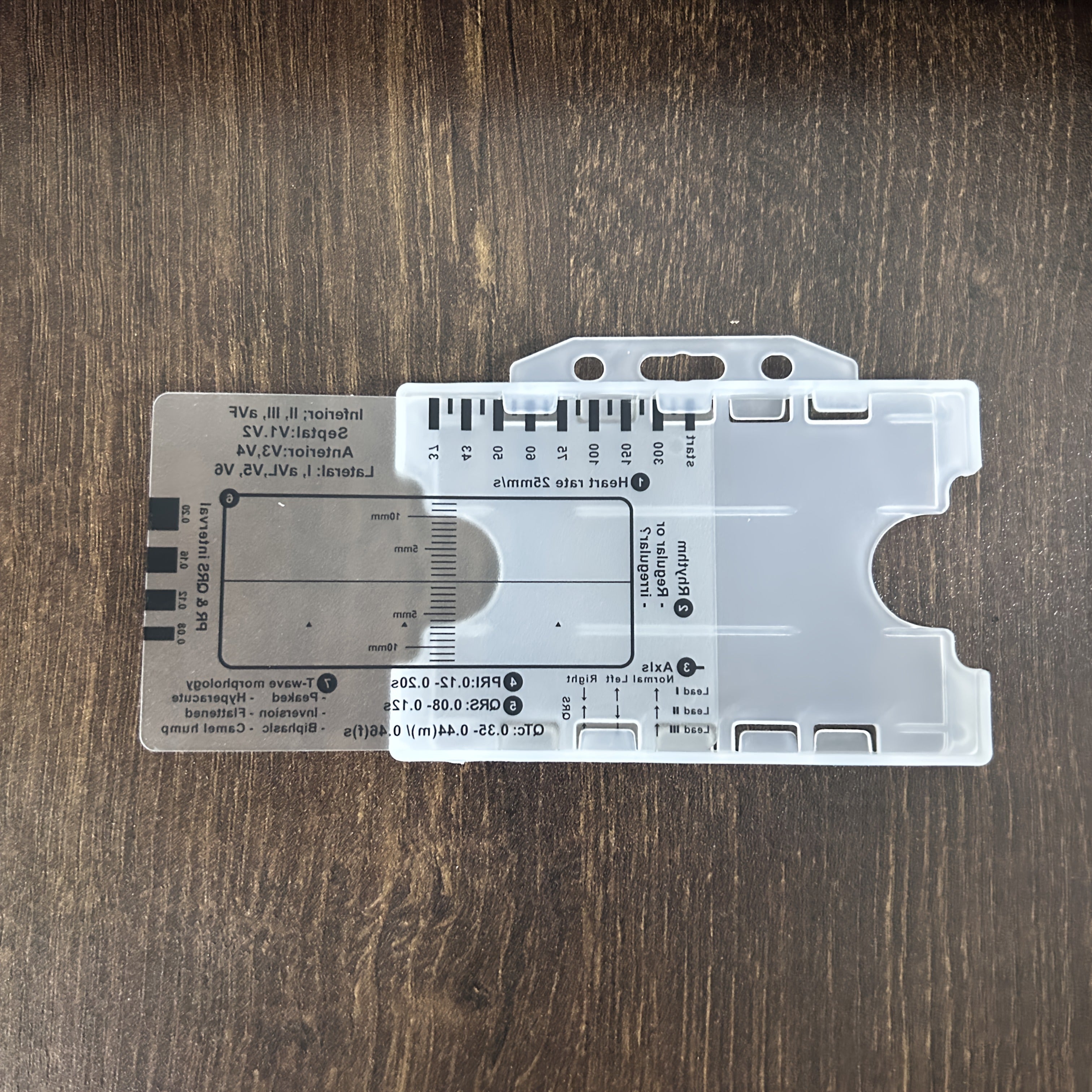 1/2件卡套装心电图尺，带有卡套耐用，塑料尺测量工具用于心电图心电图解释的心电图 7步尺