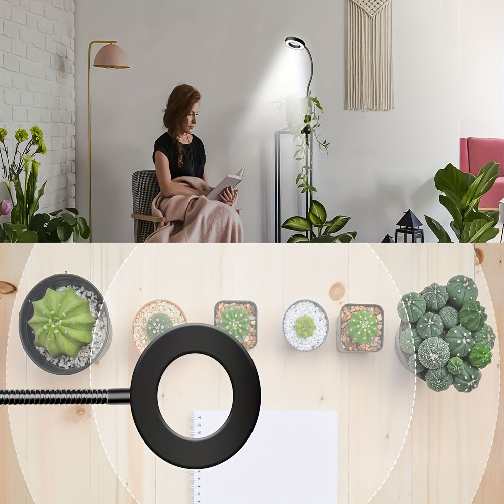 USB full spectrum plant grow light, LED grow light, indoor sunlight simulation grow light, suitable for indoor succulents and small plants, promotes plant growth, soil-insertion grow light, adjustable height and brightness, with automatic 3H/9H/12H timer