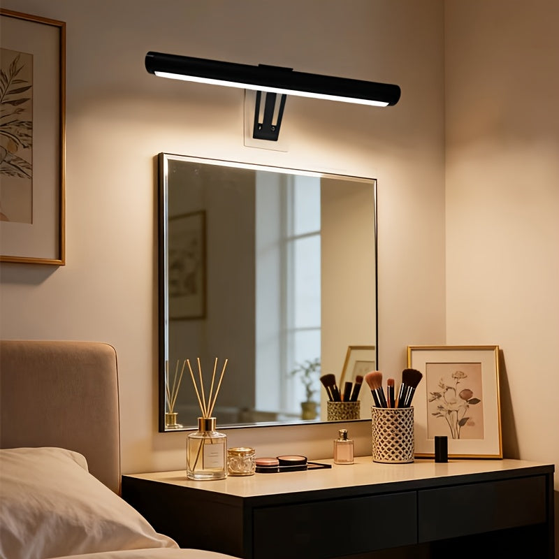 1Pcs 12.6 Inch LED Vanity Mirror Light, Rechargeable Battery, Dimmable Brightness, Sticker/Screw Mount, USB Powered, Modern Matte Finish, Ideal for Artwork Portrait Gallery Lighting