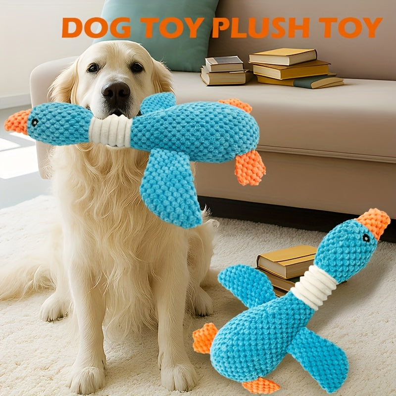 狗狗发声玩具 蓝色大雁 - 小 / 中 / 大型犬耐用磨牙玩具，幼犬出牙期洁齿玩具，解闷互动宠物玩具，安全柔软狗狗玩具，用于口腔护理与益智互动的磨牙玩具