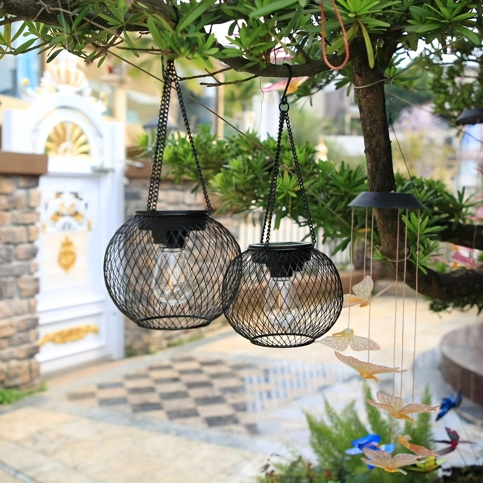 Outdoor Solar Light Upgraded Hanging Solar Light Outdoor Garden Christmas Decorative Lighting Solar Tree Light Perfect for Garden Courtyard Yard Patio Walkway, 2 Pack
