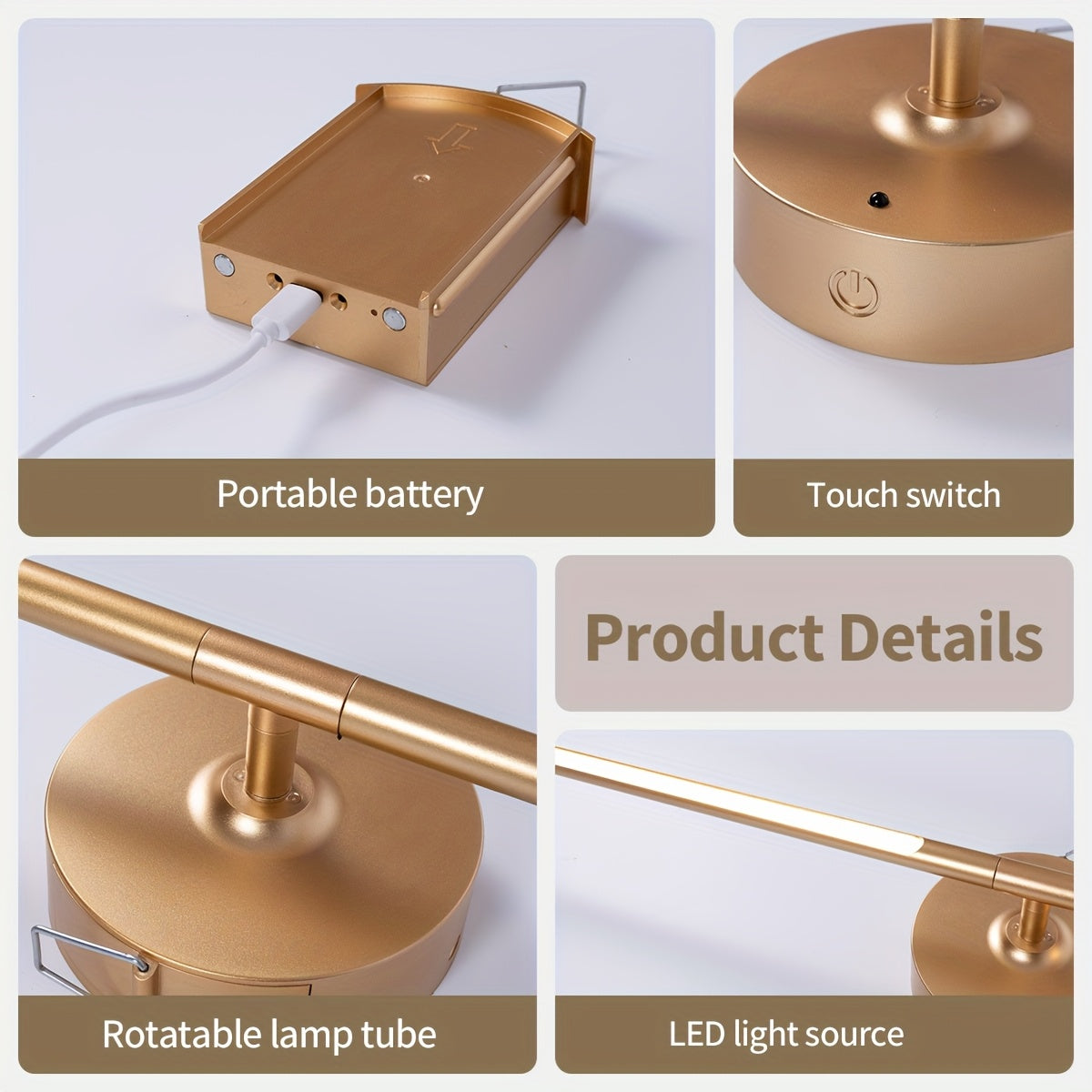 No-Disassembly Wall Light / 360° Rotating Wireless Wall Light, Powered by Removable Rechargeable Battery: 3000K-6000K Multi-Level Brightness, Touch & Remote Control Wall Light / Mirror Light, with Memory Function and Timer