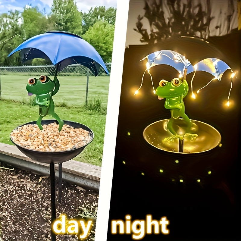 One Frog Statue Solar Street Light, Outdoor Hummingbird Feeder, Garden Decorative Lighting with String Lights, Perfect for Courtyard Paths, Lawns, Patio Street Lights, Essential Decoration for Halloween and Christmas