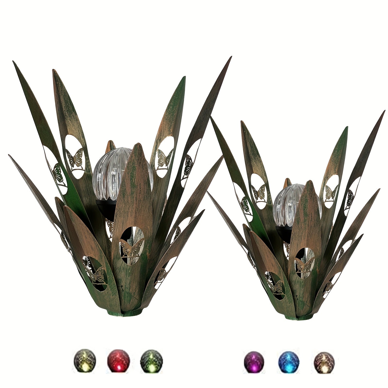 Outdoor Metal Fairy Grass Solar Light Set, 2-Piece, Suitable for Plants and Home Decoration, Perfect for Courtyard and Autumn Outdoor Decoration, Includes One Large Light and One Small Light, Suitable for Lawn Decoration
