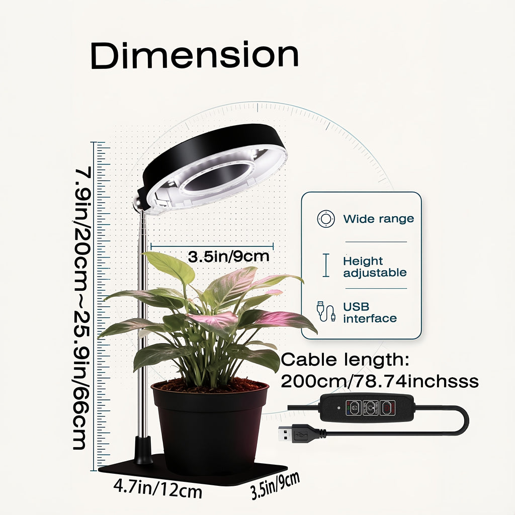 2Pcs 720° Magnetic Rotatable LED Grow Light, Full Spectrum Sunlike Plant Lamp with Auto Timer, Height & Brightness Adjustable, Suitable for Seedlings and Herb Plants