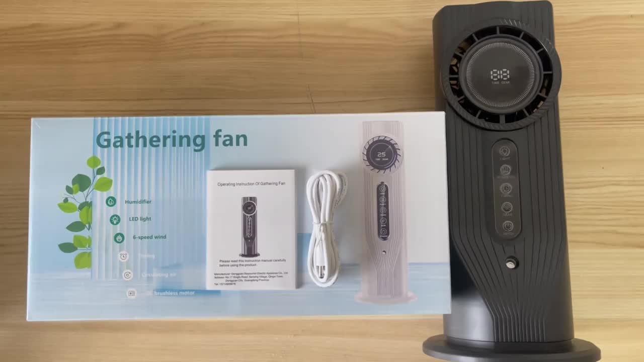 Feel Rapid Cooling in 3 Seconds! 6-Speed USB Portable Air Conditioner Humidifier Fan, Quiet Efficient Operation with 6-Hour Timer, Perfect for Home and Office Use
