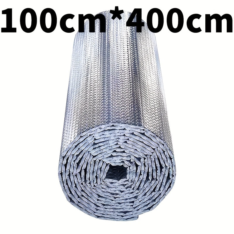 1卷100cmX400cm反光保温卷 - 双层泡沫和铝箔热隔层，辐射热拒绝，提高能效，冬季保暖和夏季冷却 - 门窗汽车阁楼屋顶安装方便，耐热垫，门保温，窗保温，反光表面，耐用保温，耐热材料，耐候材料，保温条，汽车所有者，家庭保温，墙保温，保温板，泡沫板，柔性保温