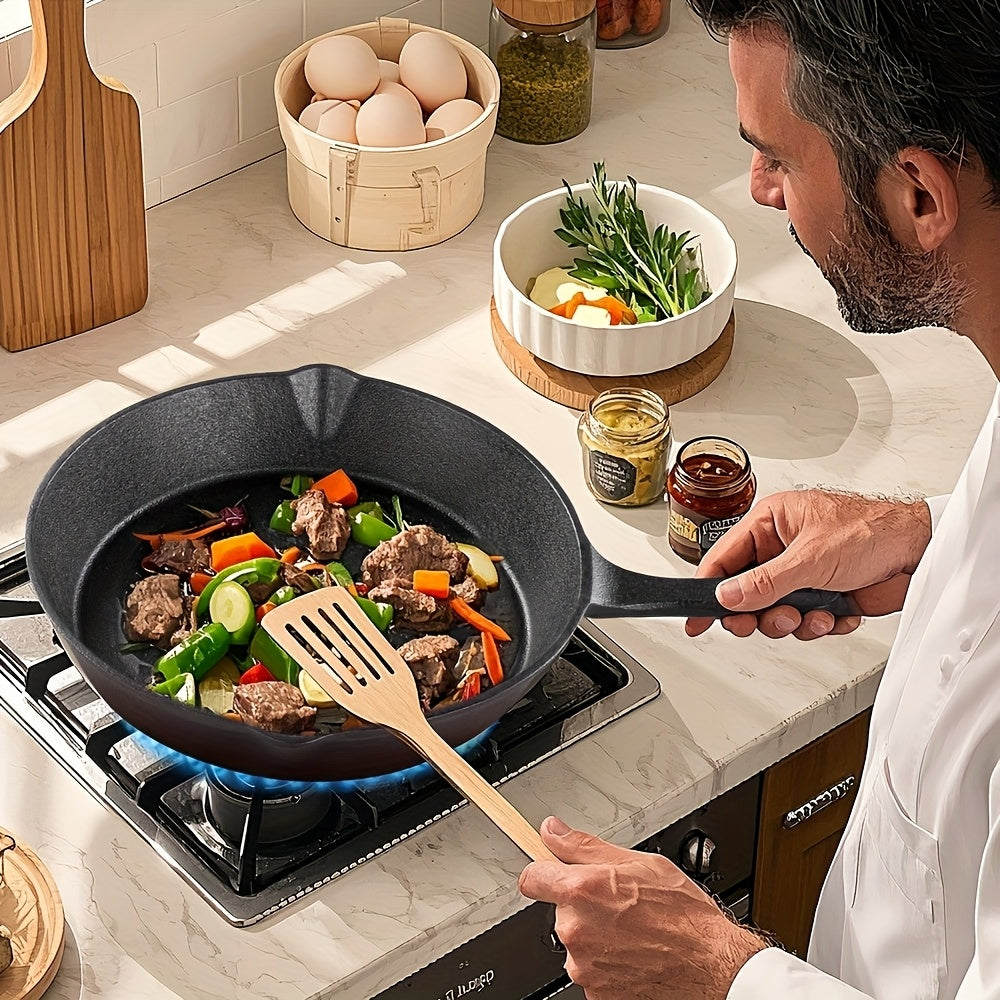 3/4 Pcs Cast Iron Skillet Set, Excellent Heat Retention, Indoor & Outdoor Cooking Available, Restaurant Chef Grade Frying Pan, Ideal for Cooking & Gifting, Local Warehouse Shipping