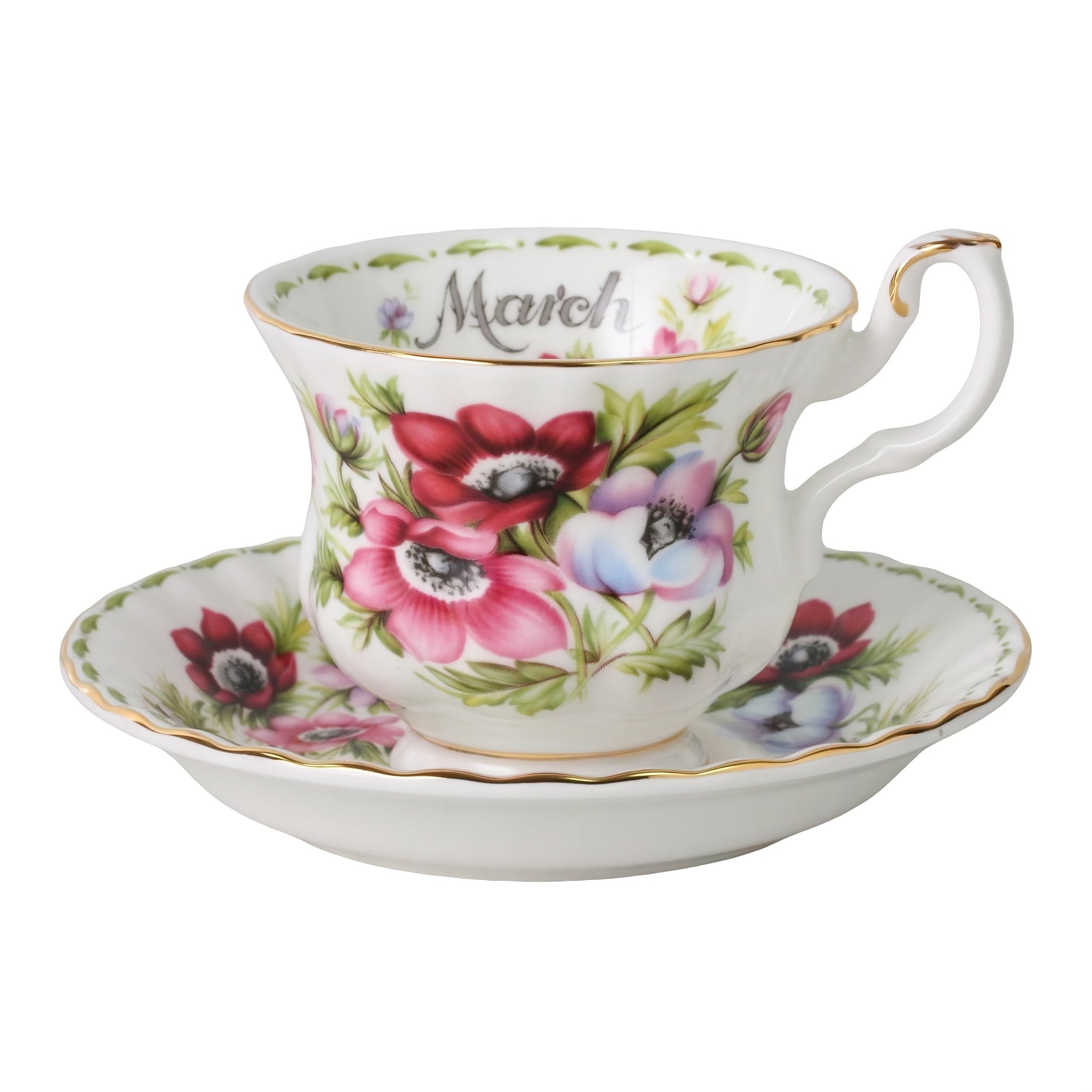 1pc Elegant Twelve Months Flower Tea Cup & Saucer, 6oz Vintage Bone China Coffee Cup & Saucer, Easy to Clean – Perfect for Afternoon Tea Parties, Birthday Parties, Birthday Gifts, Valentine‘s Day Gifts