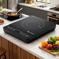 AOBOSI 1800W Portable Induction Cooktop, Single Burner Countertop Stove, LCD Screen, 17 Power Levels / 20 Temperature Settings