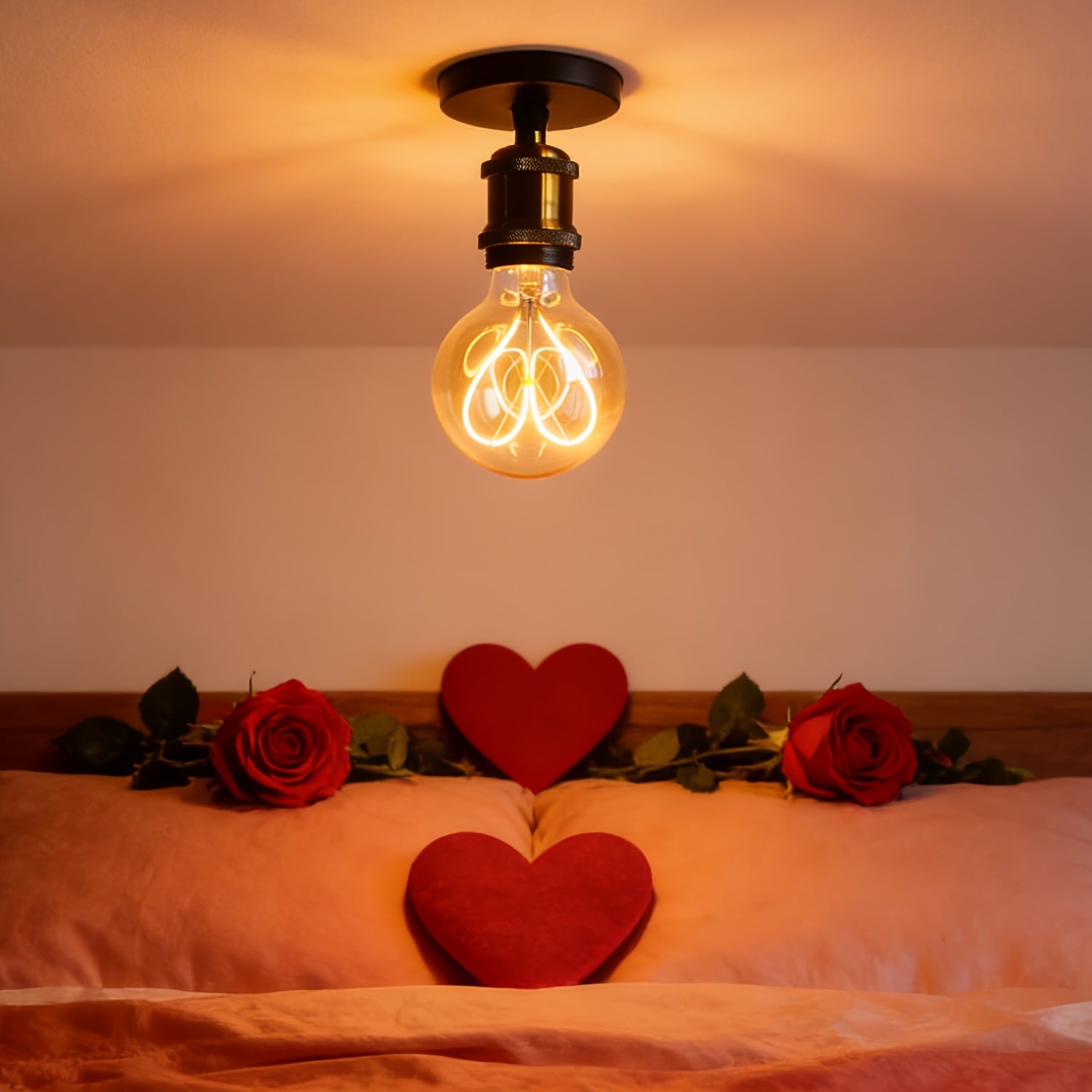 1 piece, Edison bulb LED bulb 120V 4W dimmable 2300 Kelvin super warm yellow light decorative bulb G30 heart-shaped bulb amber glass and clear glass globe bulb