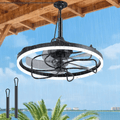 20 Inch Outdoor Ceiling Fan with Light, 6-Speed Dimmable Remote Control Ceiling Fan, Waterproof Reversible Ceiling Fan Light with Hook, Plug-In Caged Ceiling Fan for Porch, Gazebo, Patio, Pergola, Living Room