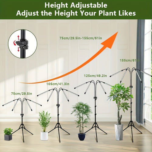 1Pc Indoor Plant Grow Light Full Spectrum Sunlight Lamp Retractable Design 3/9/12H Timer Height & Brightness Adjustable Simulated Sun Grow Light for Succulents Flowers Promote Plant Growth