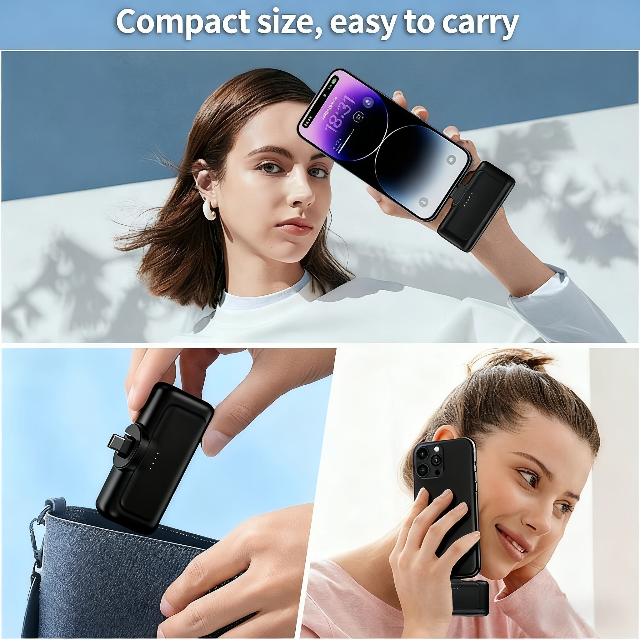 2025 超值 5380mAh 22.5W 快充 USB 便攜充電器，手機充電寶，USB Type-C 雙供電模式，可充電鋰聚合物電池，相容於 16/15 系列和 Android 裝置