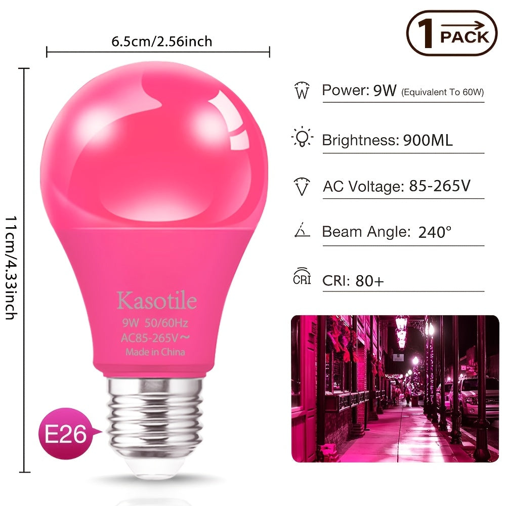 Colored bulb 9W E26 base, suitable for Halloween, Christmas parties, holiday lighting, colors available in blue/red/green/purple/orange/pink
