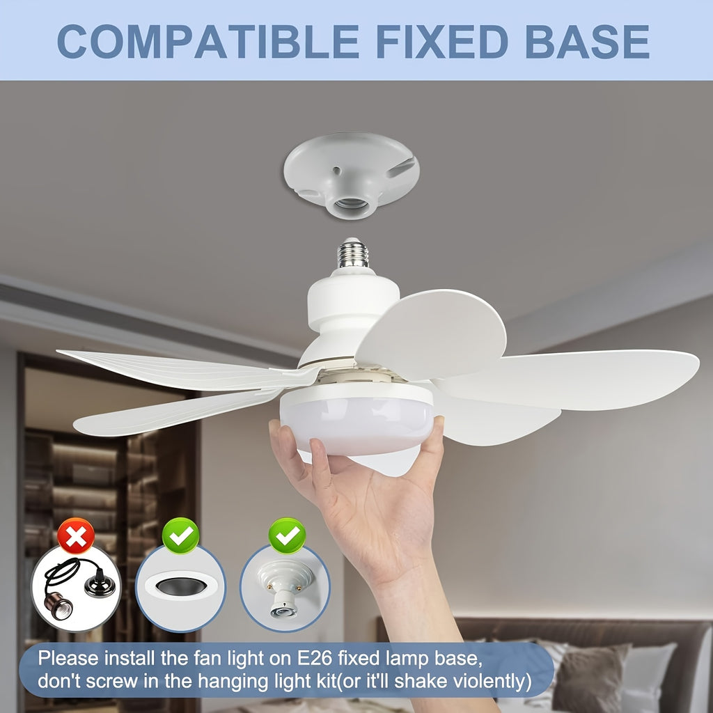 20.5 Inch/52cm & 16.5 Inch/42cm Remote Control Ceiling Fan with Light, 6 Blades Design, 40W E26/E27 Base Fan Light, 3 Speed Levels & 3 Color Modes, 3000K-6500K Dimmable, Ideal for Bathroom Kitchen Bedroom Office, White & Multi Colors Available
