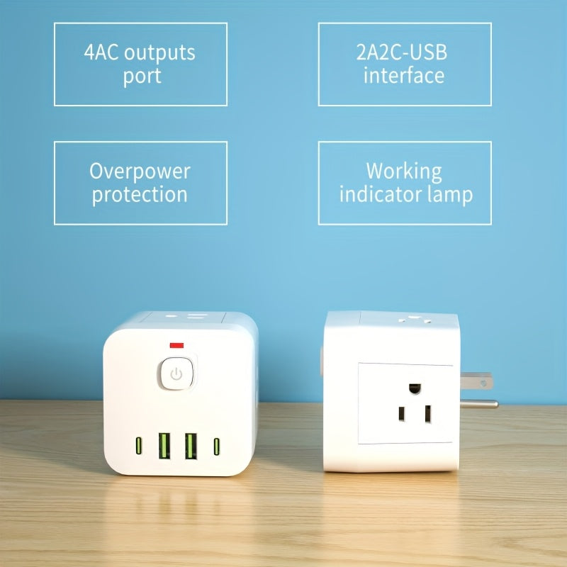 3pcs Power Socket Is Small And Portable, With Four AC Outlets And 2 USB-A+2 USB-C Outlets. It Is Suitable For Travel, Business Trips, Ships, Homes, Bedrooms And Kitchens. Multiple Devices Can Be Used At The Same Time.