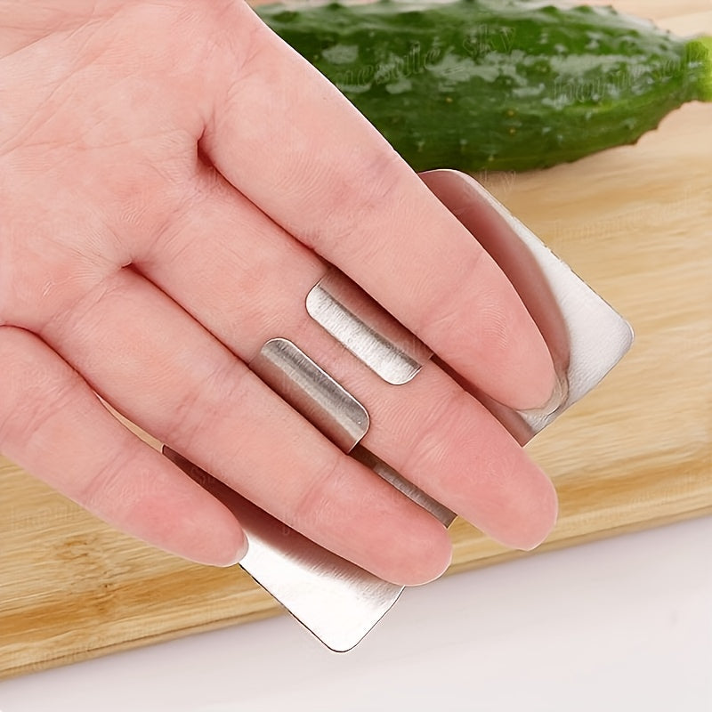 1 Stainless Steel Finger Protector – Reusable Safe Cutting Tool, Edged Design, Durable Metal Construction for Kitchen & Outdoor, Food-Safe Design, Sturdy Handle Design, Ergonomic Handle
