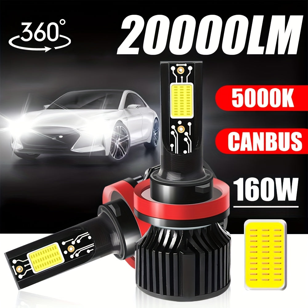 2-Pack Car LED Headlights H4 Bulbs 20000 Lumens High/Low Beam Integrated Universal for H1, H4, H7, H11 CSP Chip CANbus Error-Free 360° Beam Angle Compatible with HB3/9005, HB4/9006, HIR2/9012-G03 No Battery Design Fits 99%