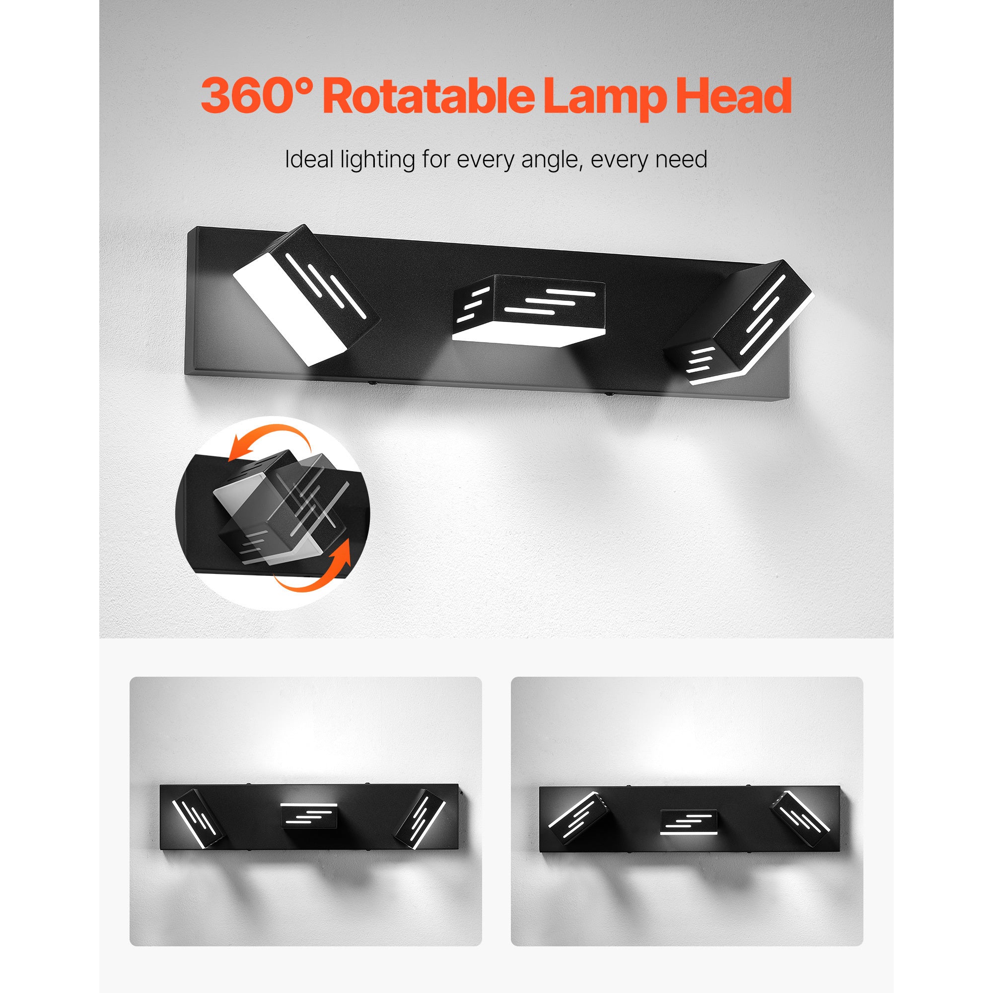 VEVOR 3/4/5/6-Light LED Modern Bathroom Wall Lamp 19.69/25.6/33.5/40.2-Inch Wall Light