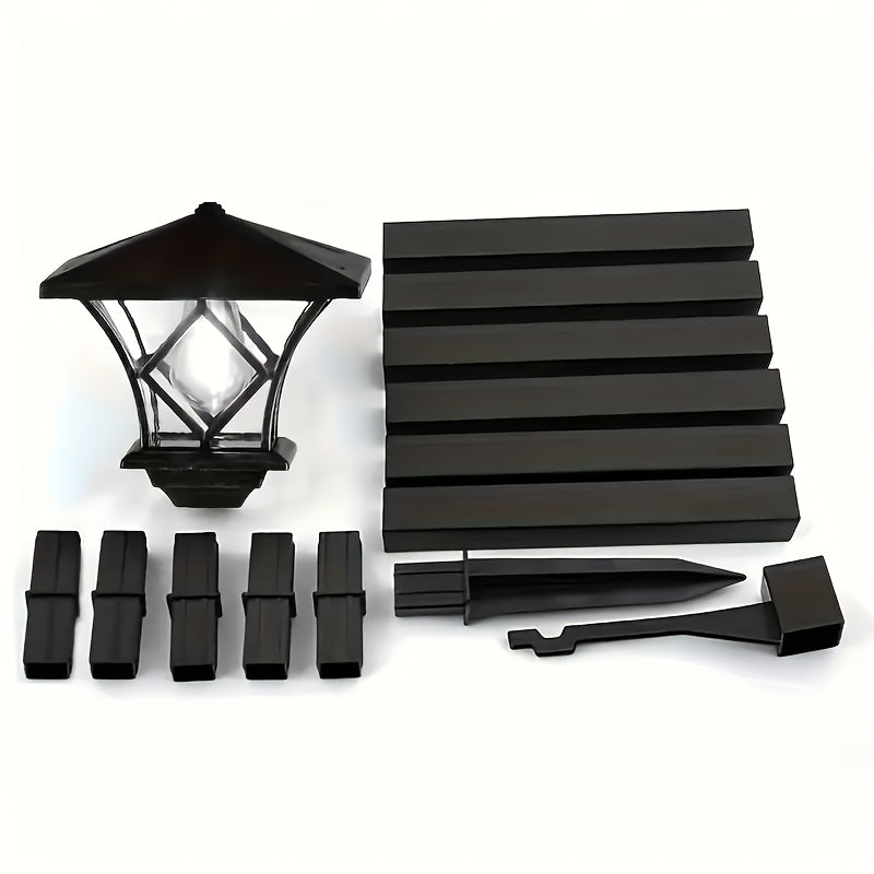 New Flagship Solar LED Street Light Decorative Light, 4-Grid Pattern Hanging Basket Light - Vintage Painted Copper Finish, Warm White Two Color Optional Light - Perfect for Gardens, Courtyards, Pathways and More