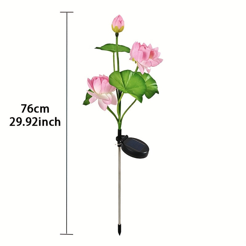1个升级版3LED大花太阳能粉白莲花灯，适用于节日场景装饰、花园庭院草坪灯、节日氛围、草坪装饰、装饰性太阳能灯、花卉灯设计、低压装饰、耐用金属表面、装饰照明、活动策划者、节日购物者