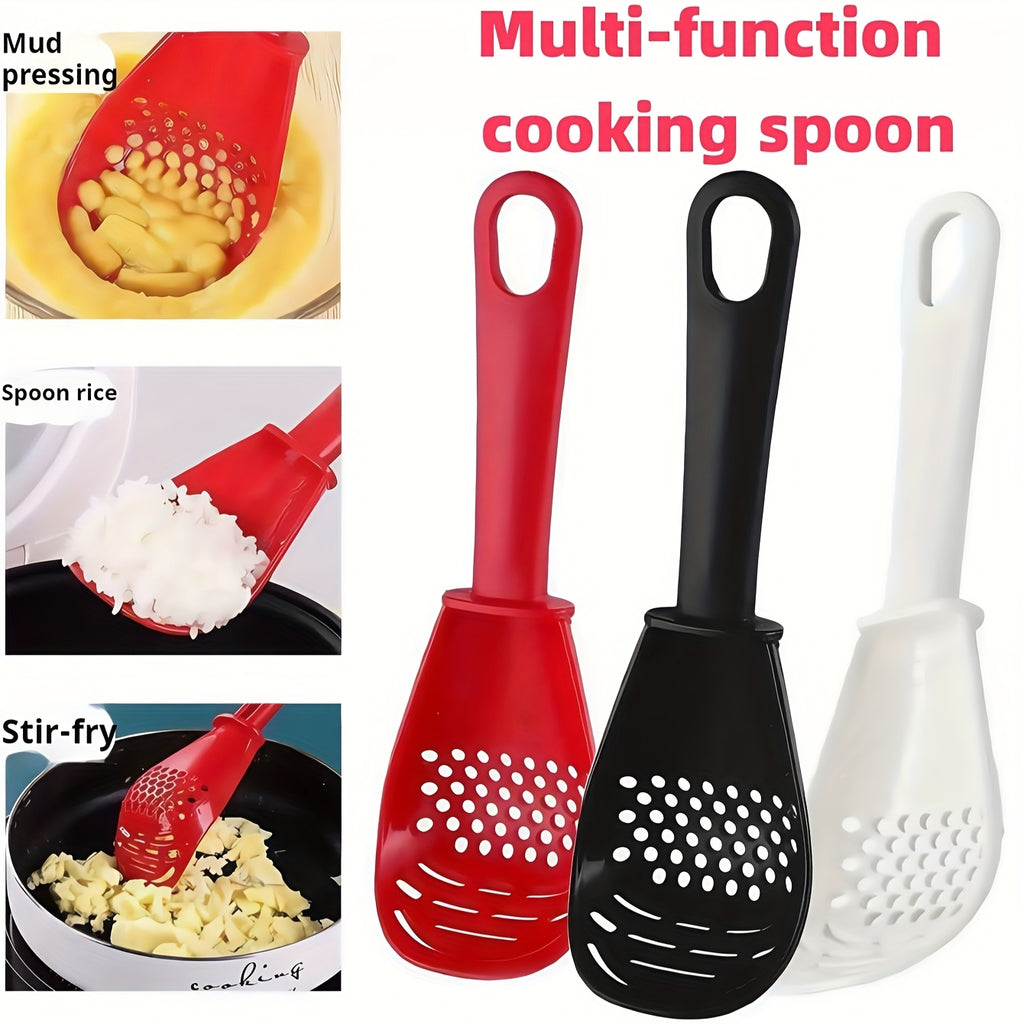1 or 3 Pack 7-in-1 Multipurpose Kitchen Tool - Garlic Mincer, Egg Beater & Separator, Potato Masher with Strainer & Spatula | Space-Saving Utensil for Baking & Salad Prep (Dishwasher Safe)