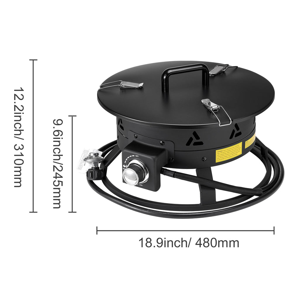 VEVOR Propane Fire Pit 19-Inch Outdoor Portable Gas Fire Pit Heater 58,000 BTU
