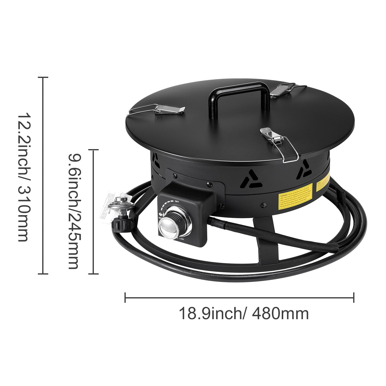 VEVOR Propane Fire Pit 19-Inch Outdoor Portable Gas Fire Pit Heater 58,000 BTU