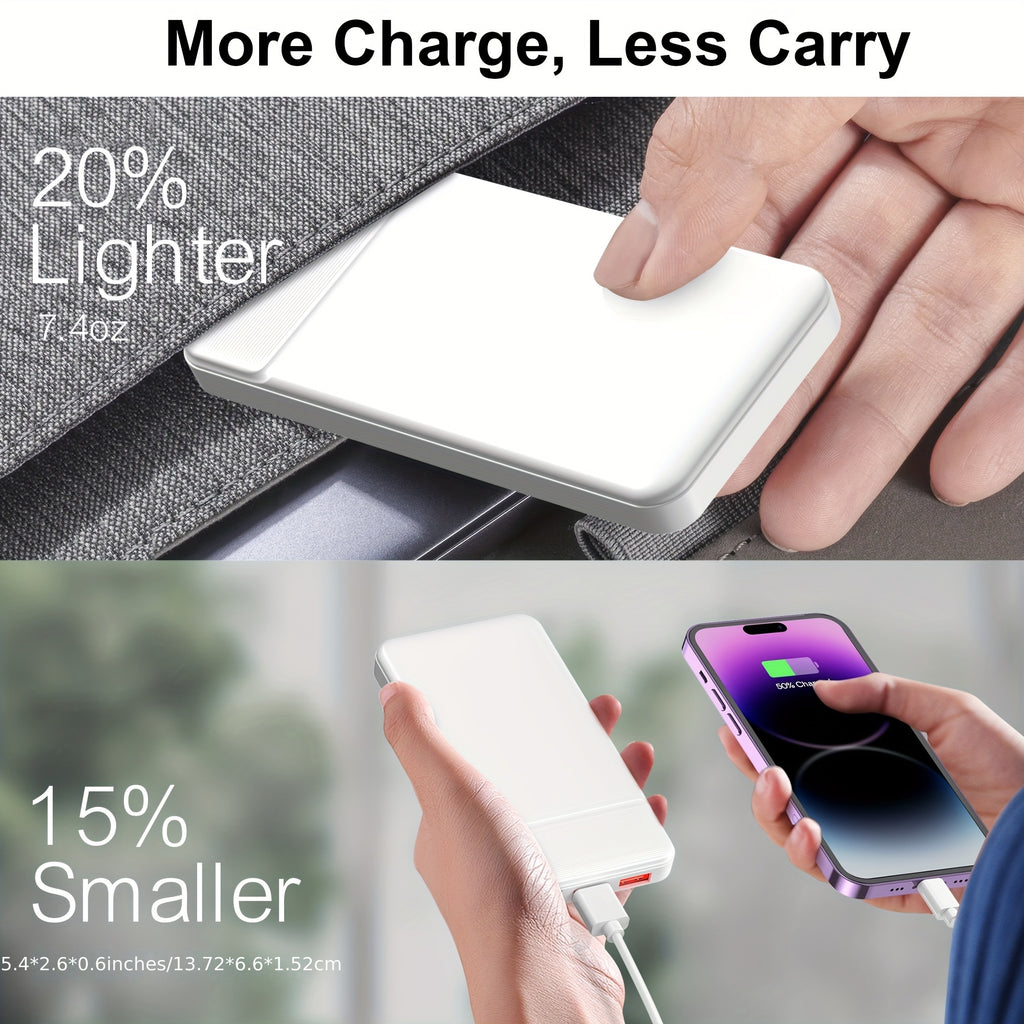 10000mAh High-Speed Power Bank, Portable Charger USB-C PD Charging, Compact Battery Pack For Tablets, Smartphones, And More USB Devices.